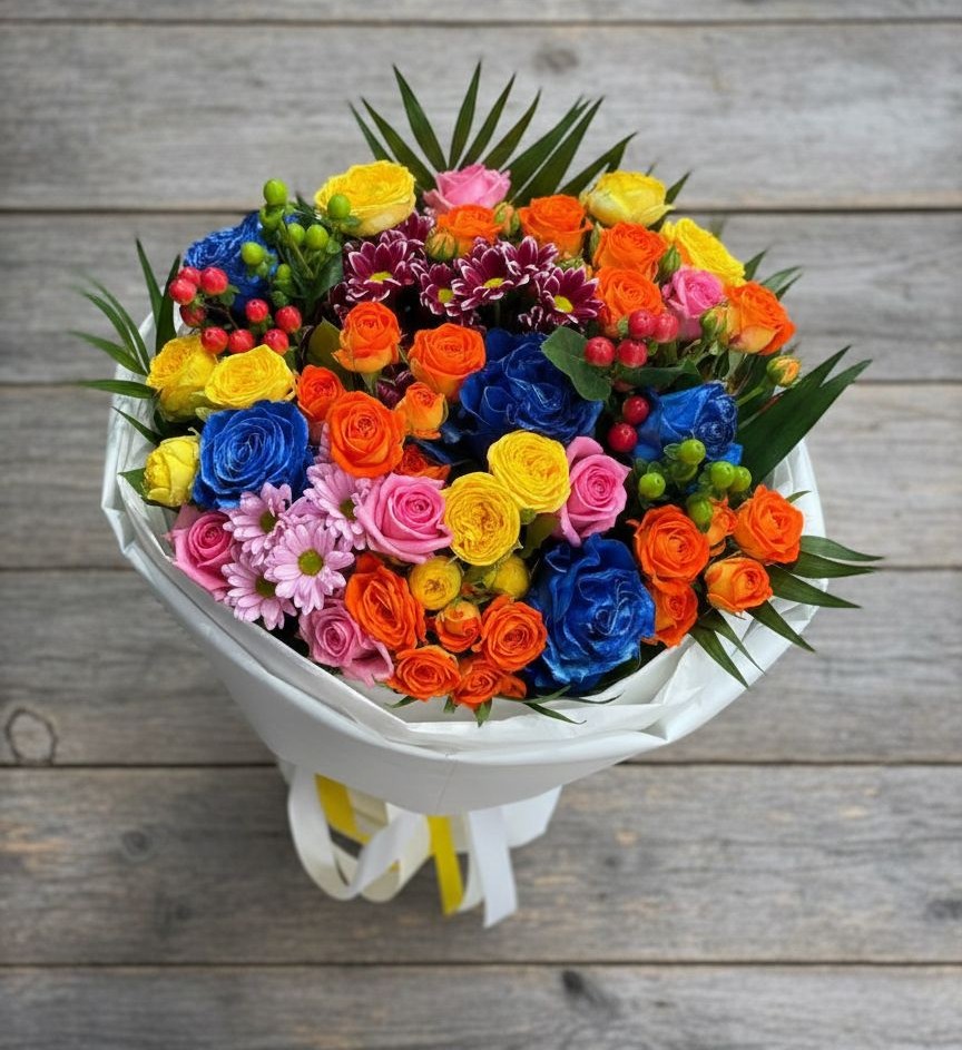 Букет цветов из: Розы и Хризантемы в Ищёрской