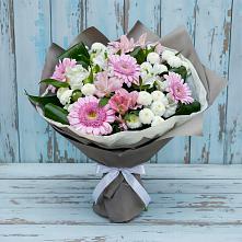 Букет цветов из:  Герберы, Альстромерии и Хризантемы в Ищёрской