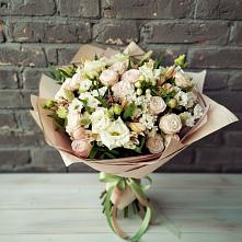 Букет цветов из:  Альстромерии, Розы и Хризантемы в Ищёрской
