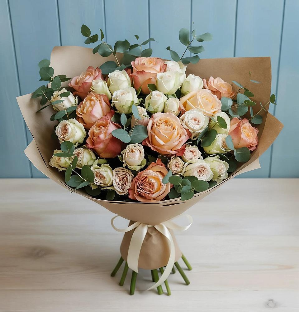 Букет цветов из: Альстромерии и Розы в Ищёрской