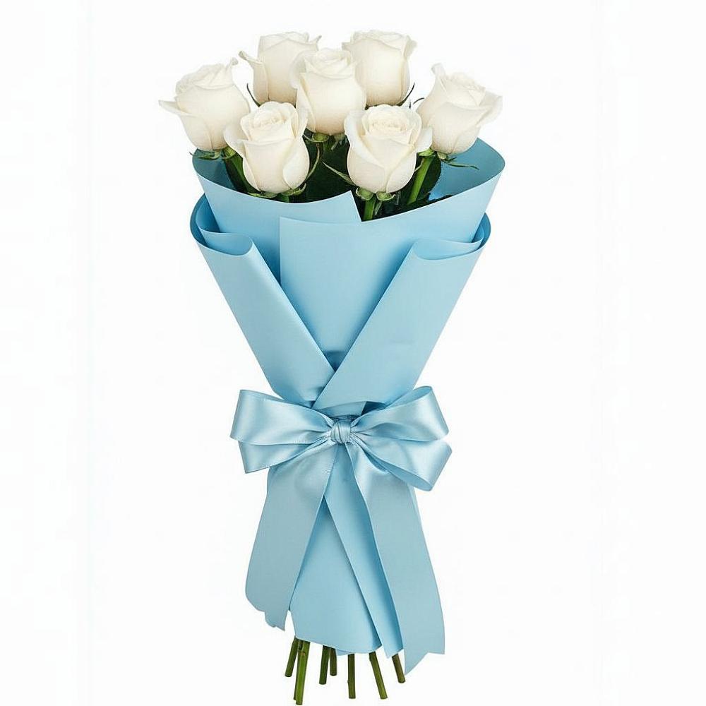 Букет 7 белых роз Проуд в Ищёрской