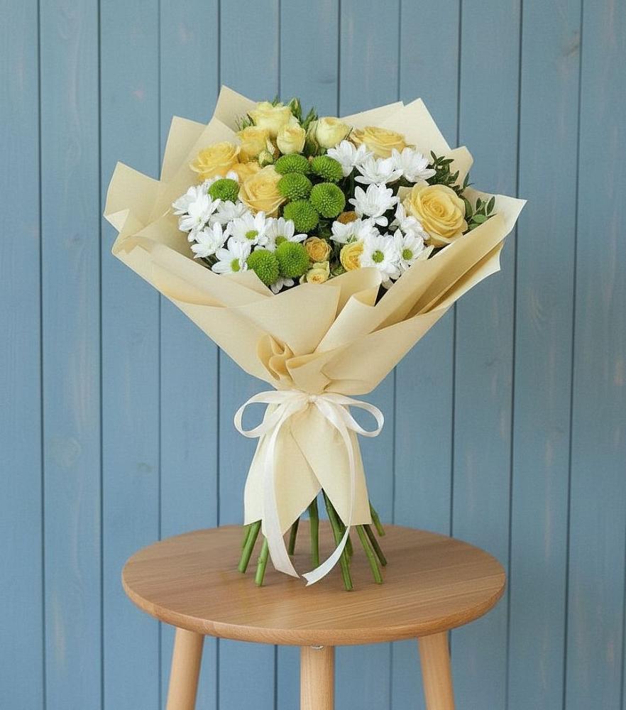 Букет цветов из: Хризантемы и Розы в Ищёрской