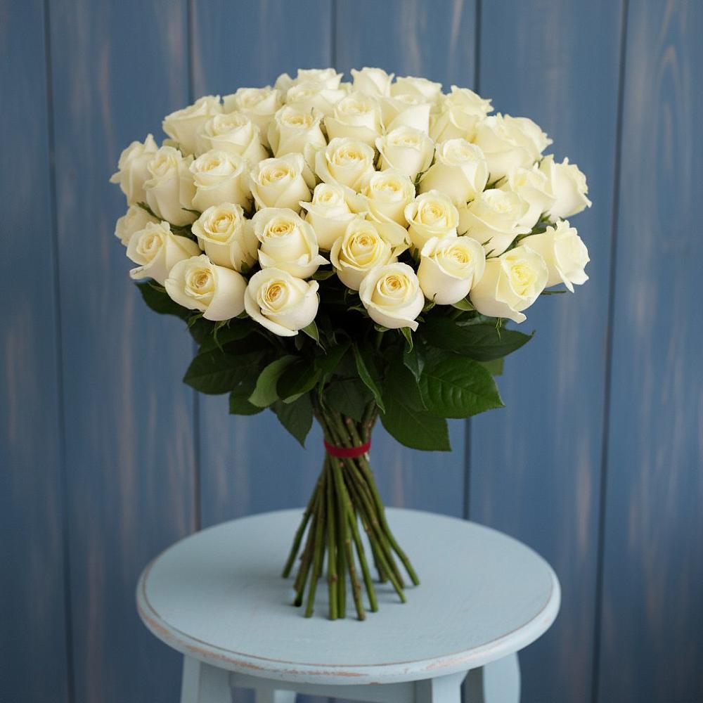 Букет 51 Белая роза Эдлесс Лав в Ищёрской