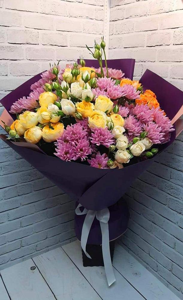 Букет цветов из: Хризантемы и Розы в Ищёрской