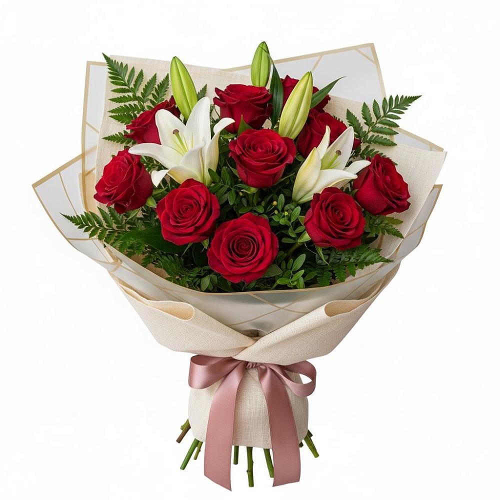 Букет цветов из: Лилии и Розы в Ищёрской