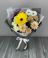 Букет цветов из:  Розы, Герберы и Хризантемы в Ищёрской