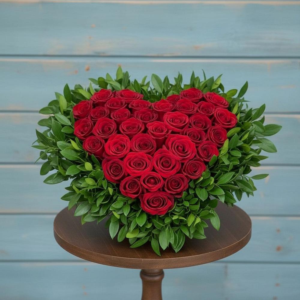 Цветочная композиция из Розы в виде сердца в Ищёрской