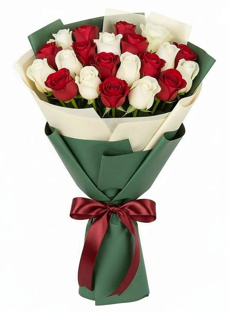 Букет Микс из красных и белых роз в Ищёрской