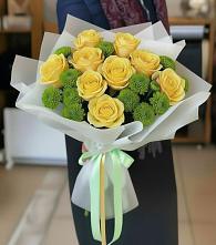 Букет цветов из:  Хризантемы и Розы в Ищёрской