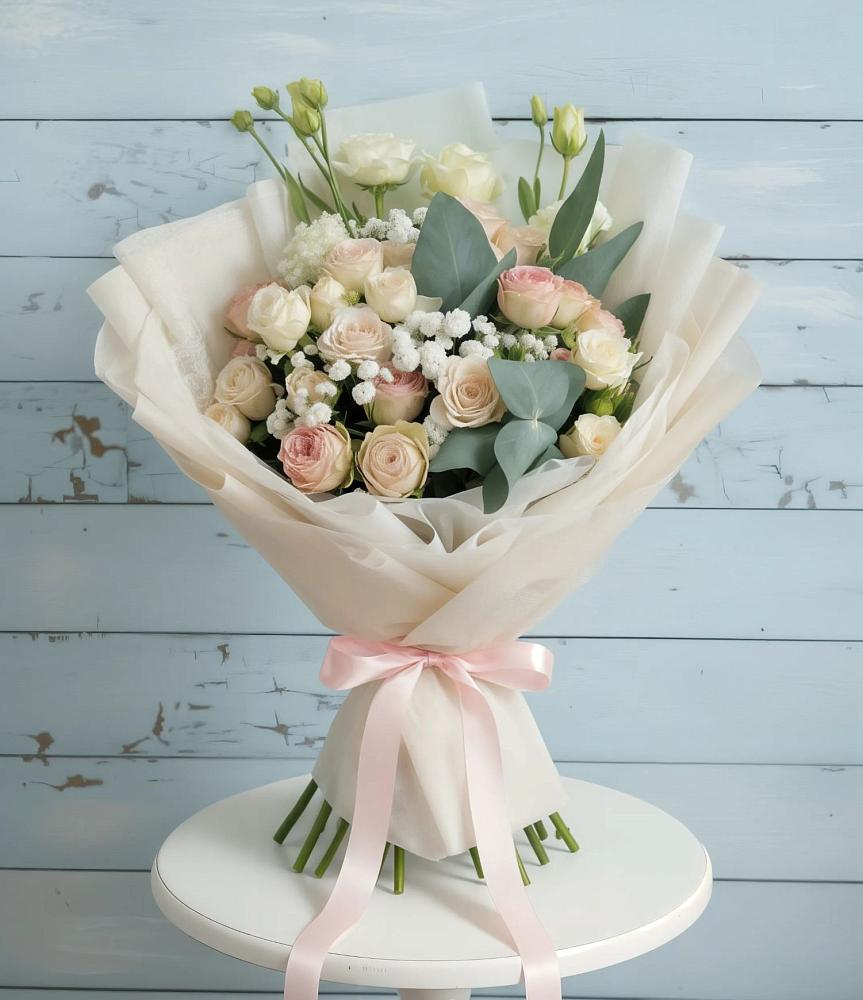 Букет цветов из: Розы и Лизиантусы в Ищёрской