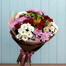 Букет цветов из:  Розы, Хризантемы и Альстромерии #REPLACE_PRED# Ищёрской