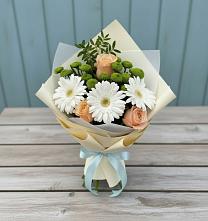 Букет цветов из:  Герберы, Розы и Хризантемы в Ищёрской