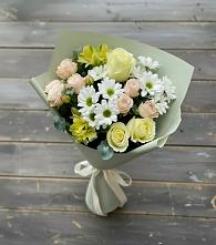 Букет цветов из:  Альстромерии, Розы и Хризантемы в Ищёрской