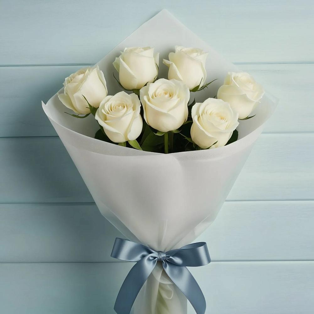 Букет 7 Белых роз Эдлесс Лав в Ищёрской
