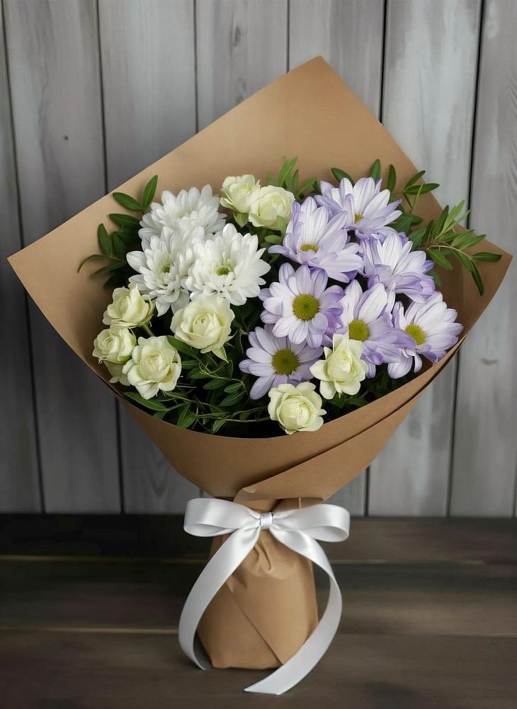 Букет цветов из: Хризантемы и Розы в Ищёрской